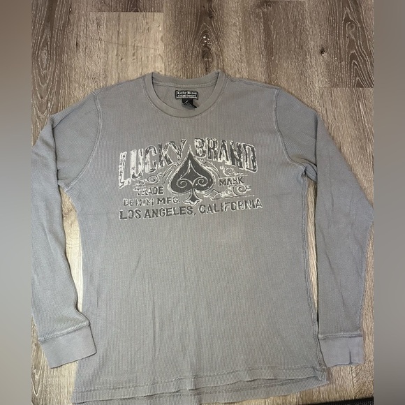 Lucky Brand Long Sleeve Gray Tee for Men - Picture 3 of 5